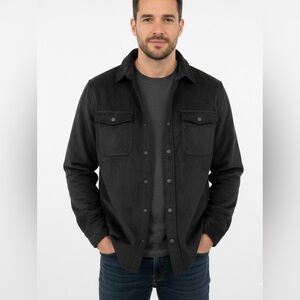 Black Men's Classic Shirt Jacket - Charcoal
